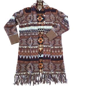 Reba western open front cardigan size XL woman's Aztec southwestern fringe
